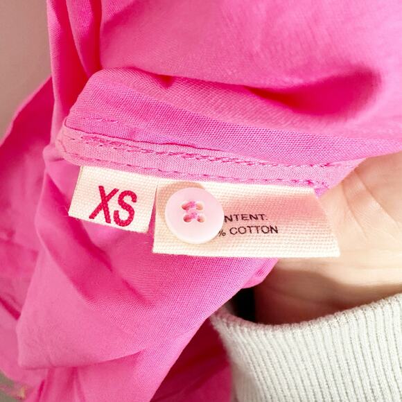 CeliaB Alvis Fuschia Pink Scalloped Edge Tiered Midi Shirt Dress XS $400 - Picture 8 of 10